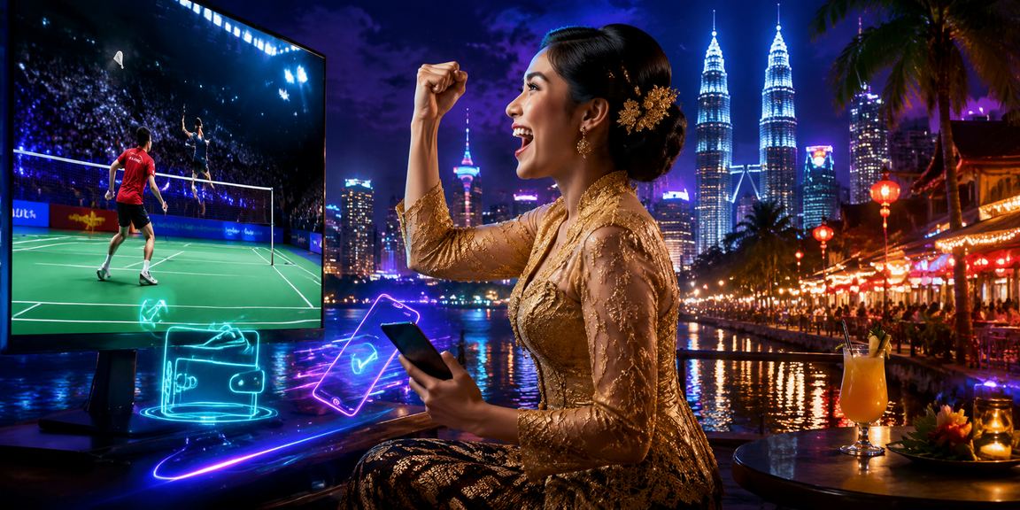 Pengguna Malaysia dengan pakaian kebaya menggunakan platform kasino is250 secara selamat di Kuala Lumpur