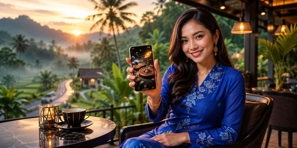 Pengguna Malaysia berpakaian baju kurung bermain kasino langsung is250 semasa perayaan Hari Raya